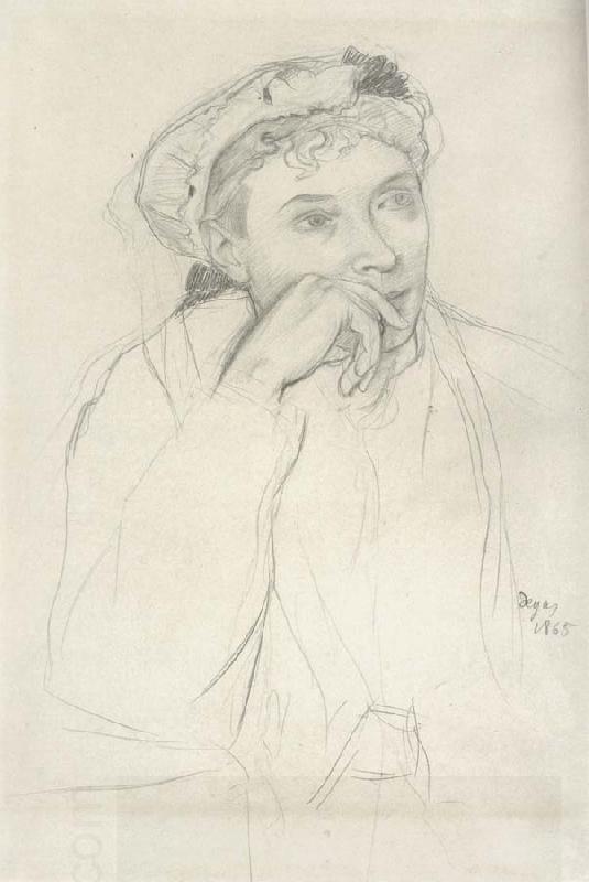 Edgar Degas Study for woman seated Beside a vass of flowers